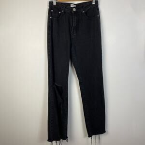 Superdown Black Distressed High Waisted Straight Jeans Size 27